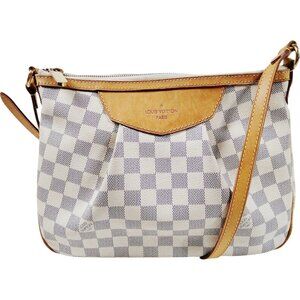 (S6) Authentic Louis Vuitton Crossbody Bag Siracusa PM White Damier Azur Luxury